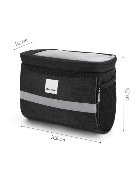 Dviračio vairo krepšys su telefono dėklu 2 l juodas