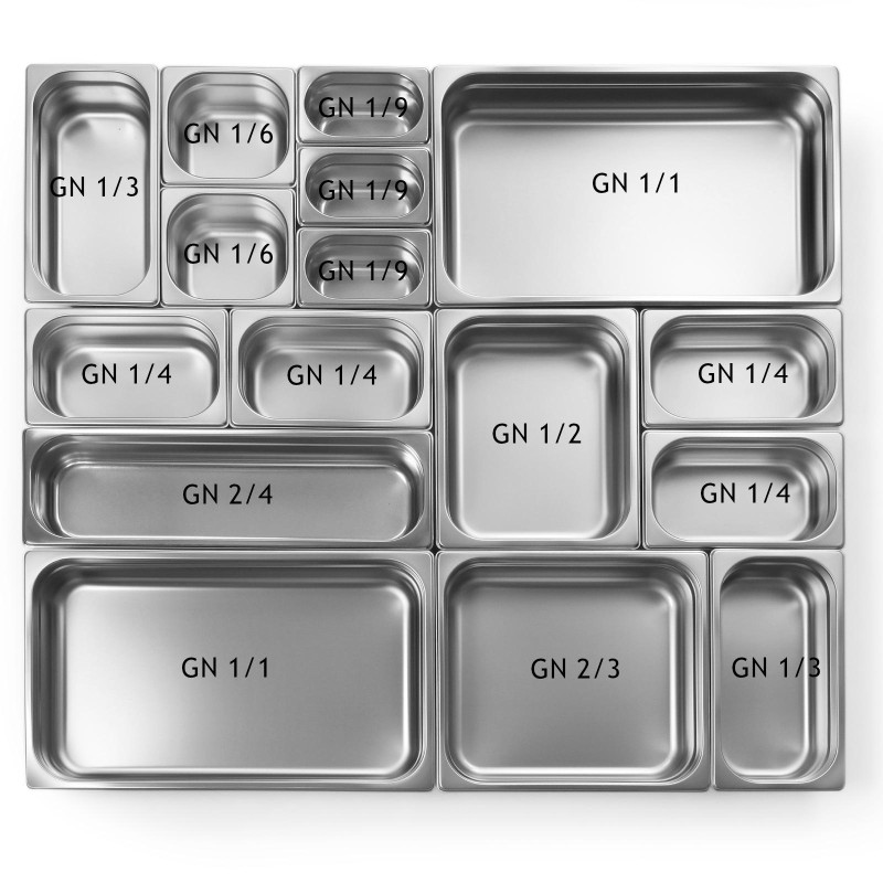 GN konteineris su ištraukiamomis rankenomis iš nerūdijančio plieno GN1/1 530x325mm aukštis 200mm - Hendi 803202