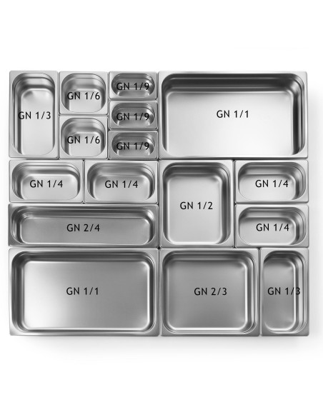 GN konteineris su ištraukiamomis rankenomis iš nerūdijančio plieno GN1/1 530x325mm aukštis 200mm - Hendi 803202