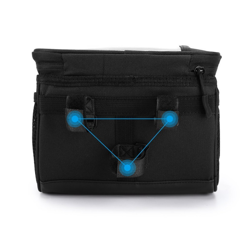 Dviračio vairo krepšys su telefono dėklu 2 l juodas