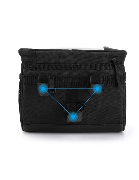 Dviračio vairo krepšys su telefono dėklu 2 l juodas