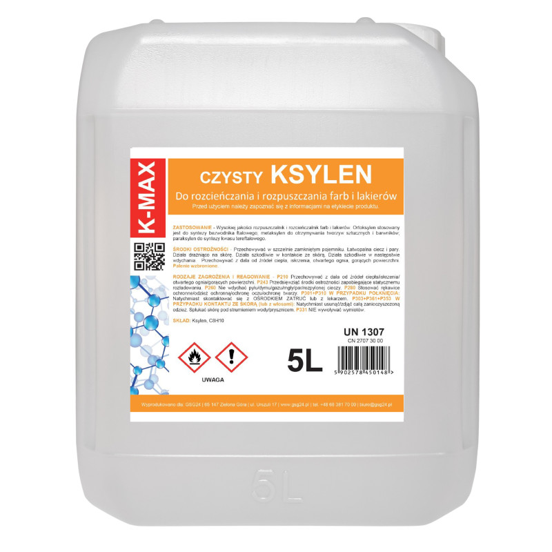 Ksileno tirpiklis organinis skiediklis dažams ir lakams K-MAX 5L Ksileno tirpiklis organinis skiediklis dažams ir lakams K-MAX 5L