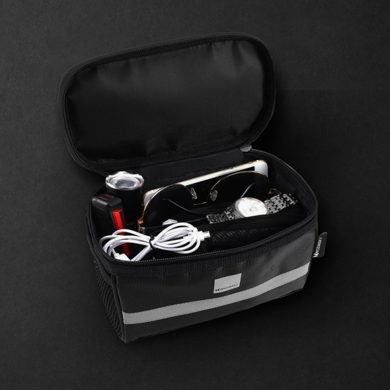 Dviračio vairo krepšys su telefono dėklu 2 l juodas