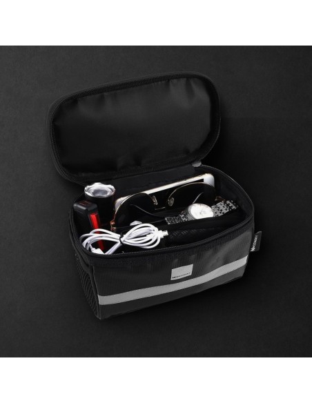 Dviračio vairo krepšys su telefono dėklu 2 l juodas