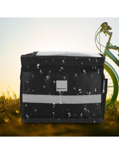 Dviračio vairo krepšys su telefono dėklu 2 l juodas