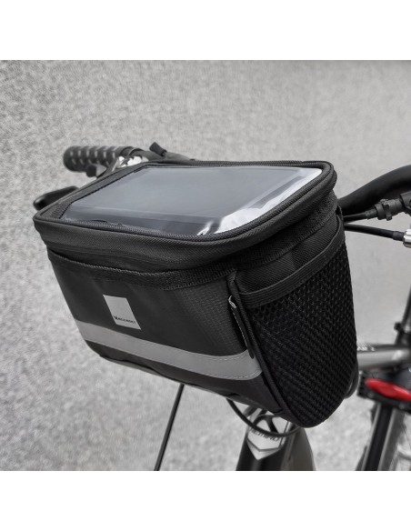 Dviračio vairo krepšys su telefono dėklu 2 l juodas