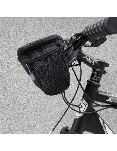 Dviračio vairo krepšys su telefono dėklu 2 l juodas