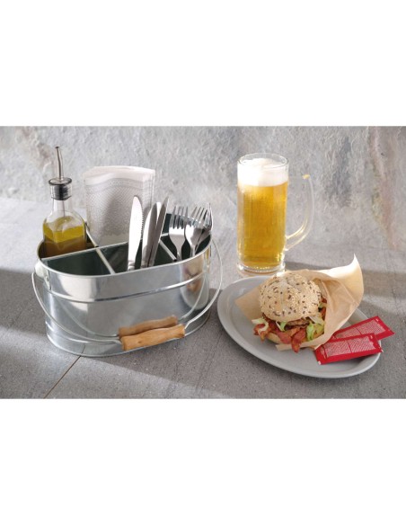 Plieninės stalo įrankių talpyklos padažai ir servetėlės su rankena 245x167mm Plieninės stalo įrankių talpyklos padažai ir servetėlės su rankena 245x167mm