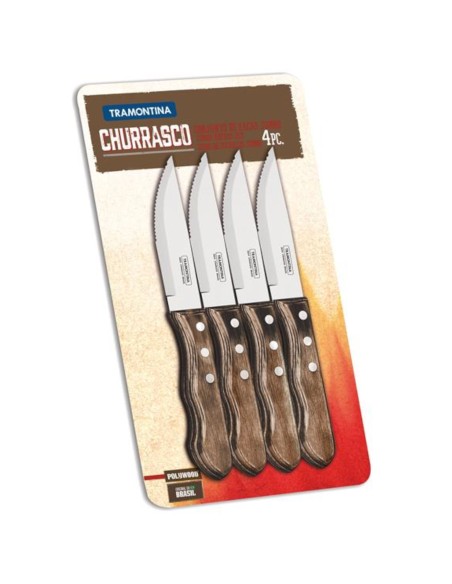 Churrasco JUMBO medinės rankenos kepsnių peilių rinkinys 4 vnt.ilgis 255 mm Churrasco JUMBO medinės rankenos kepsnių peilių rinkinys 4 vnt.ilgis 255 mm