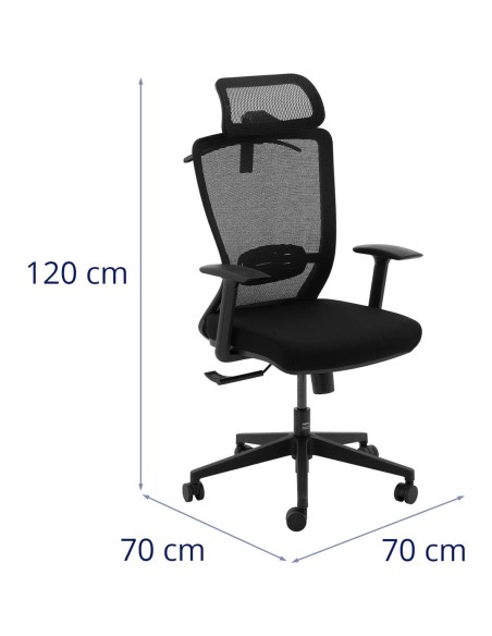 Ergonomiška biuro kėdė su tinkliniu atlošu, galvos atrama ir kabykla, aukštis 43-53 cm Ergonomiška biuro kėdė su tinkliniu atlošu, galvos atrama ir kabykla, aukštis 43-53 cm