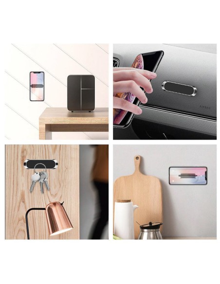 Juodas magnetinis telefono laikiklis prietaisų skydeliui