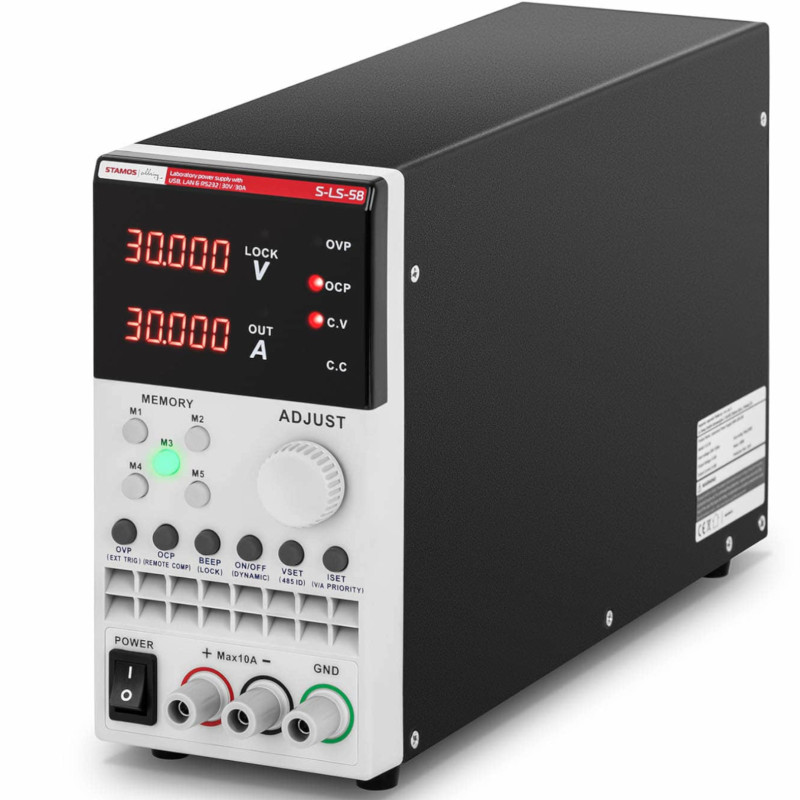 Aptarnavimo laboratorijos maitinimo šaltinis 0-30 V 0-30 A 300 W USB LAN RS232