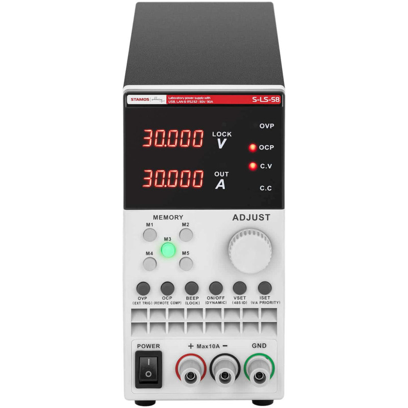 Aptarnavimo laboratorijos maitinimo šaltinis 0-30 V 0-30 A 300 W USB LAN RS232