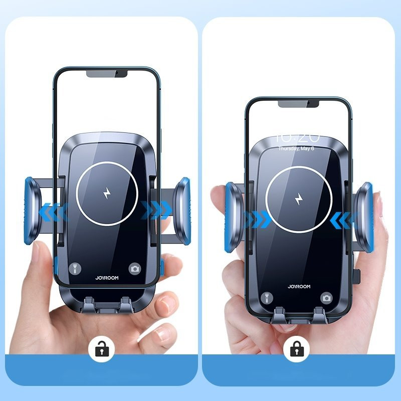 Qi pakrovėjas 15W automobilinis telefono laikiklis juodas