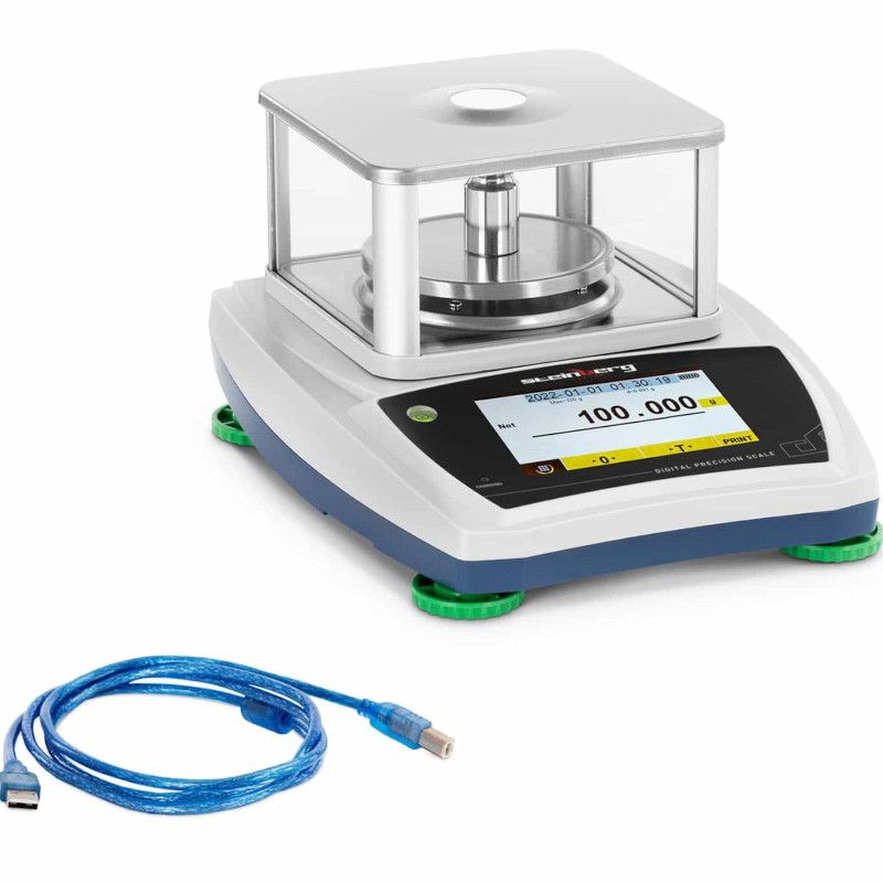 Analitiniai laboratoriniai svarstyklės su stikliniu dangteliu ir LCD jutikliniu skydeliu 120 g / 0,001 g