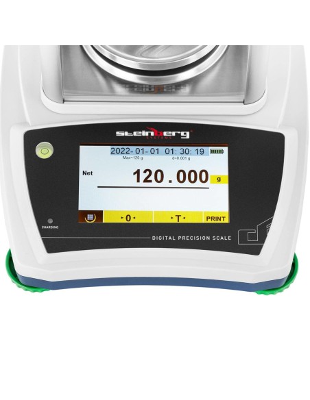 Analitiniai laboratoriniai svarstyklės su stikliniu dangteliu ir LCD jutikliniu skydeliu 120 g / 0,001 g Analitiniai laboratoriniai svarstyklės su stikliniu dangteliu ir LCD jutikliniu skydeliu 120 g / 0,001 g
