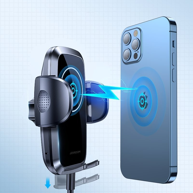 Qi pakrovėjas 15W automobilinis telefono laikiklis juodas