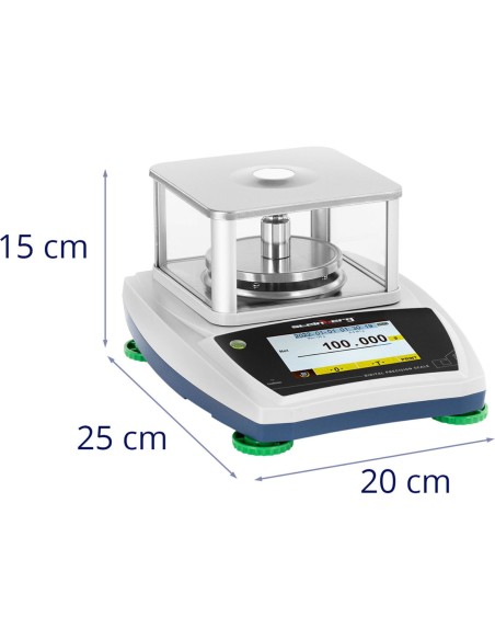 Analitiniai laboratoriniai svarstyklės su stikliniu dangteliu ir LCD jutikliniu skydeliu 120 g / 0,001 g Analitiniai laboratoriniai svarstyklės su stikliniu dangteliu ir LCD jutikliniu skydeliu 120 g / 0,001 g