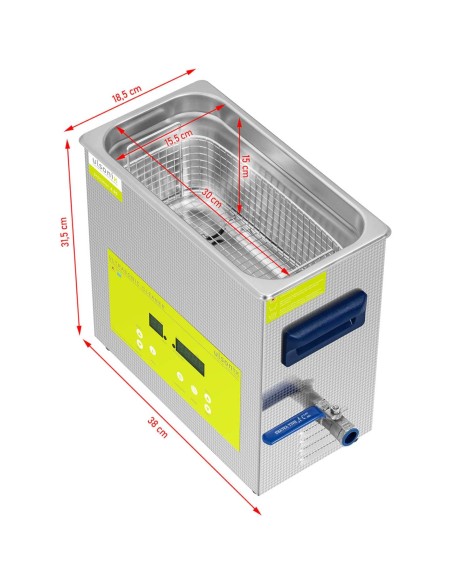 Skalbyklė ultragarsinis vonios valytuvas LED 6,5 l 180 W Skalbyklė ultragarsinis vonios valytuvas LED 6,5 l 180 W
