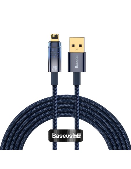 Explorer serijos kabelis USB laidas iPhone Lightning 2.4A 2m mėlynas Explorer serijos kabelis USB laidas iPhone Lightning 2.4A 2m mėlynas