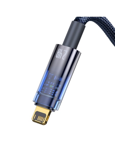 Explorer serijos kabelis USB laidas iPhone Lightning 2.4A 2m mėlynas Explorer serijos kabelis USB laidas iPhone Lightning 2.4A 2m mėlynas