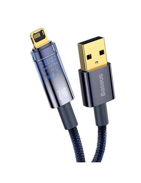 Explorer serijos kabelis USB laidas iPhone Lightning 2.4A 2m mėlynas Explorer serijos kabelis USB laidas iPhone Lightning 2.4A 2m mėlynas