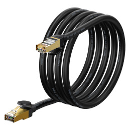 Septynių spartų greitas tinklo kabelis RJ45 Cat 7 10Gbps 2m juodas