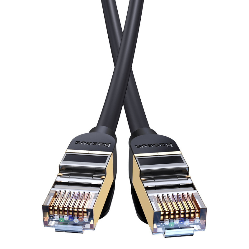 Septynių spartų greitas tinklo kabelis RJ45 Cat 7 10Gbps 2m juodas