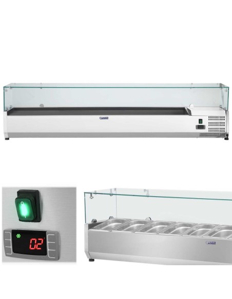 Aušinimo viršus su stikliniu dangteliu 9x GN1/3 200cm