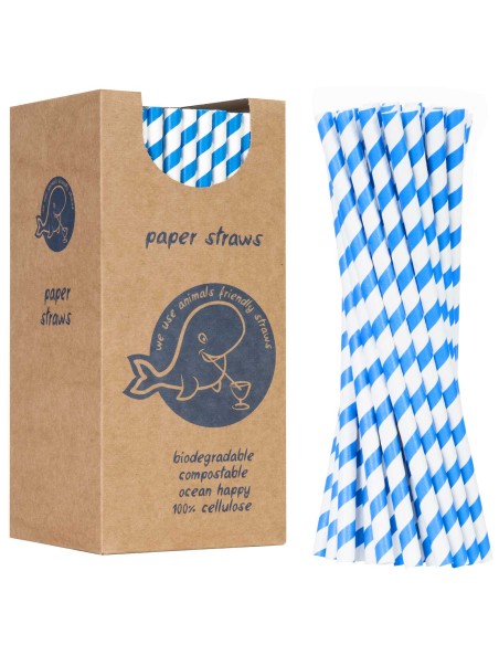 BIO ekologiški popieriniai šiaudeliai PAPER STRAWS storio 8/205mm - balti ir mėlyni 160vnt. BIO ekologiški popieriniai šiaudeliai PAPER STRAWS storio 8/205mm - balti ir mėlyni 160vnt.