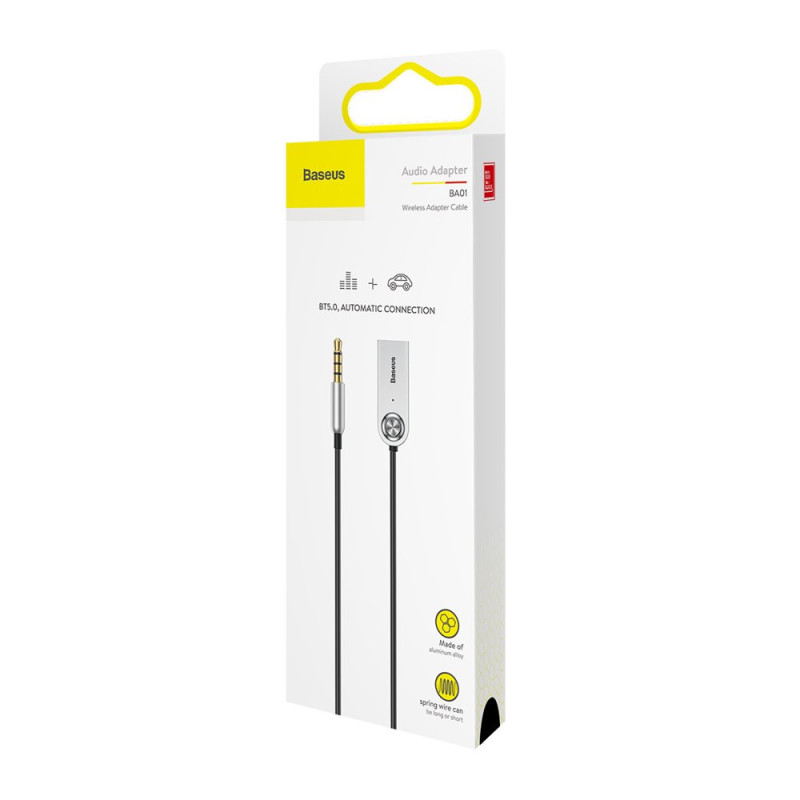 BA01 Bluetooth 5.0 garso imtuvo kabelio garso adapteris AUX lizdas juodas