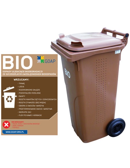 Konteinerinis kibiras BIO atliekoms su dvigubu dugnu rudu 240L BIO + GRATE