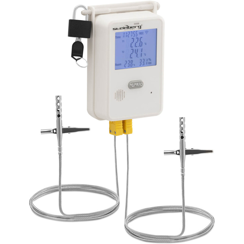 Termo-higrometro temperatūros ir drėgmės registratorius LCD USB Wi-Fi diapazonas 0-100% -50-350C