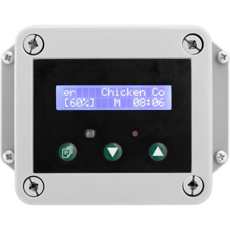 Automatinis vištidės durų atvartas su šviesos jutikliu, maitinamas baterijomis 6V LCD Automatinis vištidės durų atvartas su šviesos jutikliu, maitinamas baterijomis 6V LCD