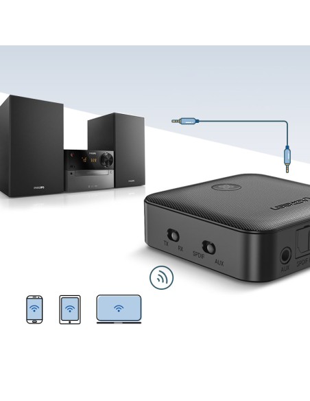 2in1 siųstuvas + imtuvas Bluetooth 5.0 siųstuvas muzikai juodas