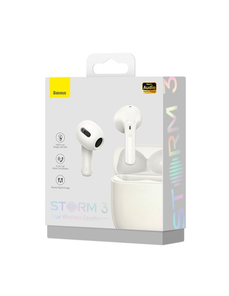 Storm 3 Bluetooth 5.2 TWS belaidės ausinės su ANC baltos spalvos Storm 3 Bluetooth 5.2 TWS belaidės ausinės su ANC baltos spalvos