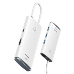 Lite serijos adapteris HUB USB-C HDMI 4x USB 3.0 20cm baltas
