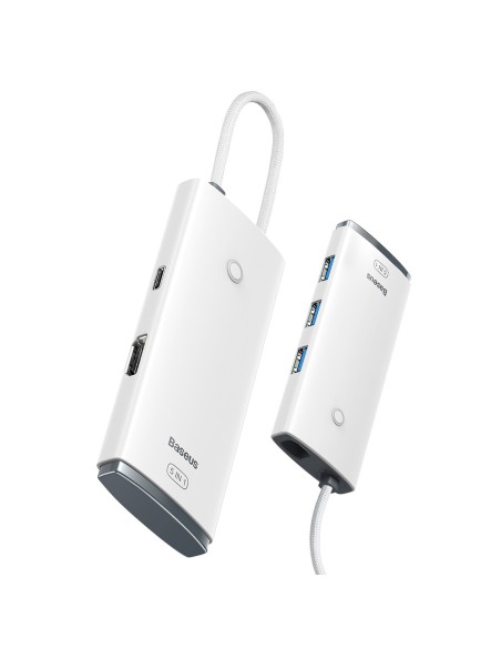 Lite serijos adapteris HUB USB-C HDMI 4x USB 3.0 20cm baltas Lite serijos adapteris HUB USB-C HDMI 4x USB 3.0 20cm baltas