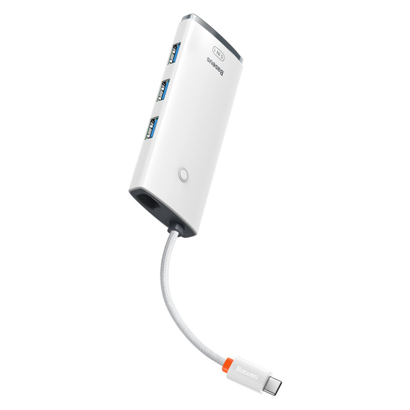 Lite serijos adapteris HUB USB-C HDMI 4x USB 3.0 20cm baltas