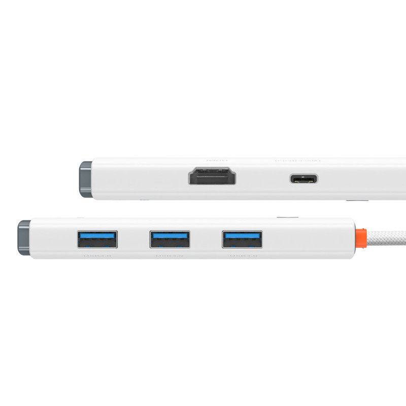 Lite serijos adapteris HUB USB-C HDMI 4x USB 3.0 20cm baltas