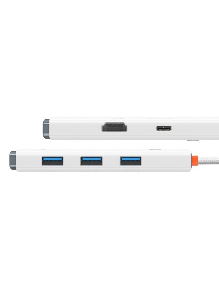 Lite serijos adapteris HUB USB-C HDMI 4x USB 3.0 20cm baltas Lite serijos adapteris HUB USB-C HDMI 4x USB 3.0 20cm baltas