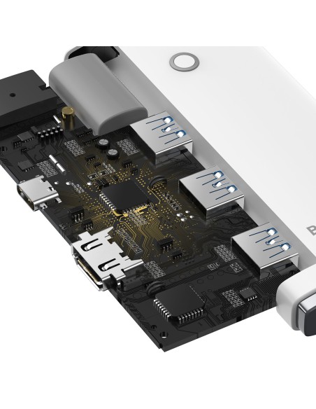Lite serijos adapteris HUB USB-C HDMI 4x USB 3.0 20cm baltas Lite serijos adapteris HUB USB-C HDMI 4x USB 3.0 20cm baltas