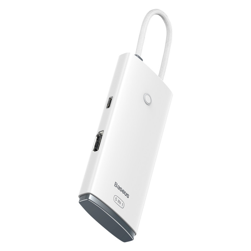 Lite serijos adapteris HUB USB-C HDMI 4x USB 3.0 20cm baltas