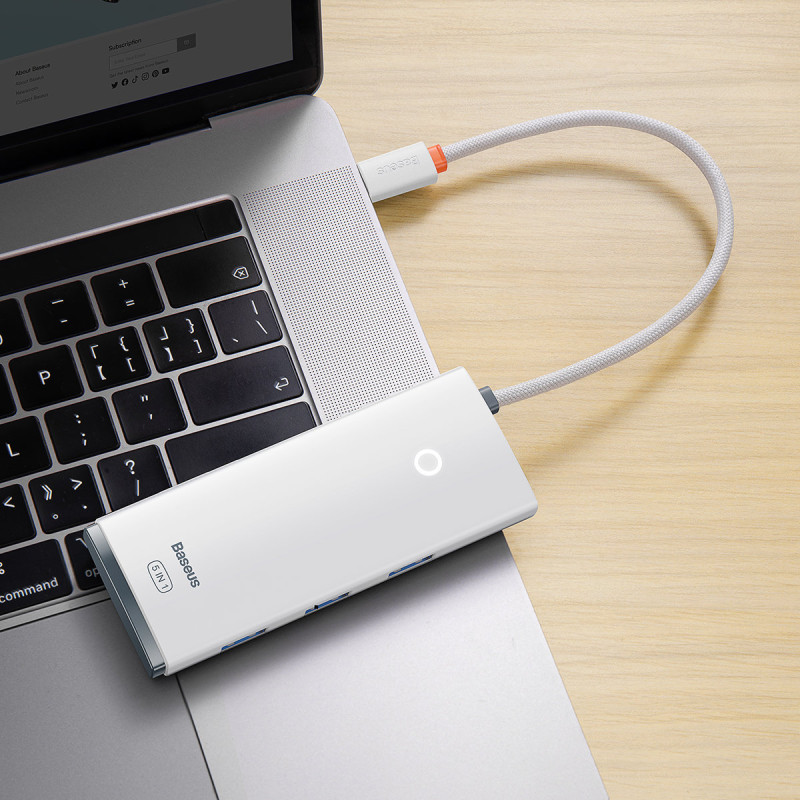 Lite serijos adapteris HUB USB-C HDMI 4x USB 3.0 20cm baltas