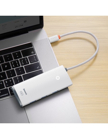 Lite serijos adapteris HUB USB-C HDMI 4x USB 3.0 20cm baltas Lite serijos adapteris HUB USB-C HDMI 4x USB 3.0 20cm baltas