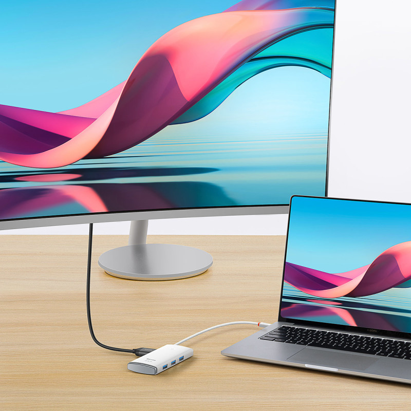 Lite serijos adapteris HUB USB-C HDMI 4x USB 3.0 20cm baltas