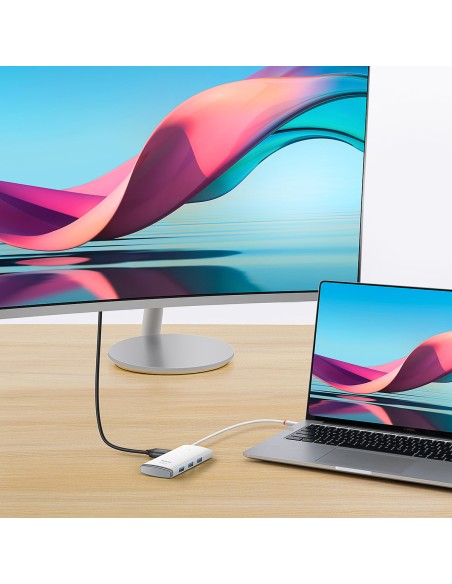 Lite serijos adapteris HUB USB-C HDMI 4x USB 3.0 20cm baltas Lite serijos adapteris HUB USB-C HDMI 4x USB 3.0 20cm baltas