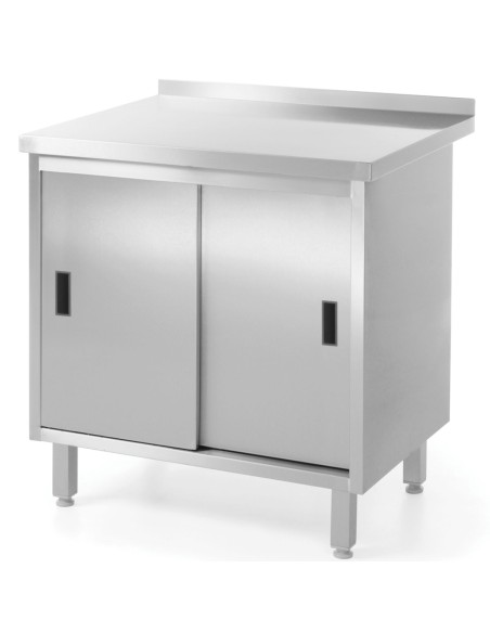 Virtuvinis stalviršis su plienine spintele su stumdomomis durimis 160x60cm - Hendi 811689