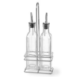 Stalo reikmenų rinkinys butelių su krepšeliu aliejui ir vyno actui 2 x 237ml - Hendi 460245