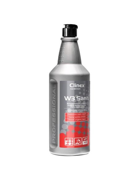 CLINEX W3 Sanit 1L skystas koncentratas, skirtas tualetų ir vonios kambarių sienų plytelėms plauti CLINEX W3 Sanit 1L skystas koncentratas, skirtas tualetų ir vonios kambarių sienų plytelėms plauti